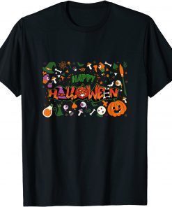 Official Drawn Halloween Black Cat Pumkin T-Shirt