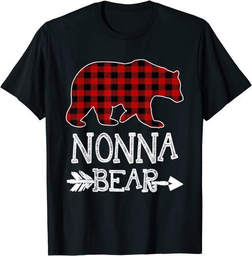 Classic Nonna Bear Christmas Xmas Pajama Red Plaid Buffalo Family T-Shirt