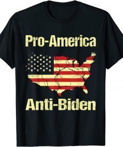 Pro America Anti Biden vintage USA Flag Map impeach Biden T-Shirt