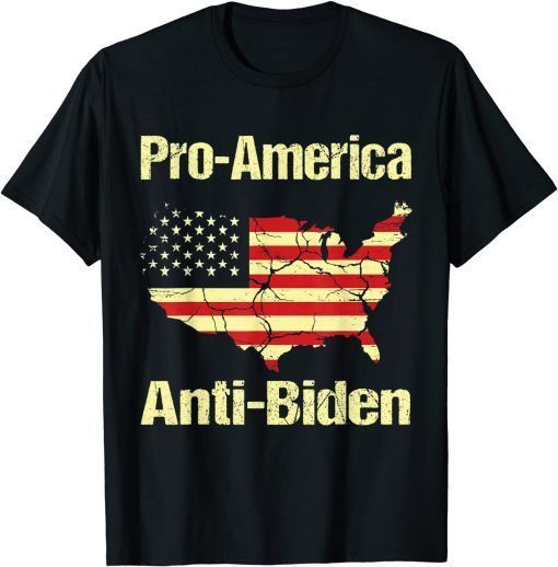 Pro America Anti Biden vintage USA Flag Map impeach Biden T-Shirt