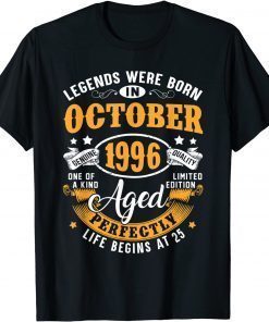 Legends Were Born In October 1996 25th Birthday Gifts T-Shirt