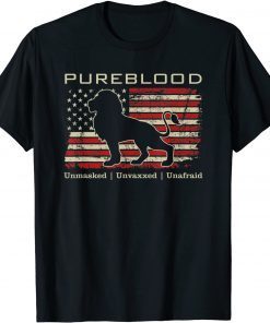 Pureblood Movement #Pureblood Medical Freedom Lion USA Flag T-Shirt