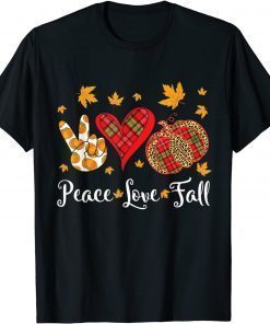 Classic Hand Heart Pumpkin Happy Thanksgiving Day Peace Love Fall T-Shirt