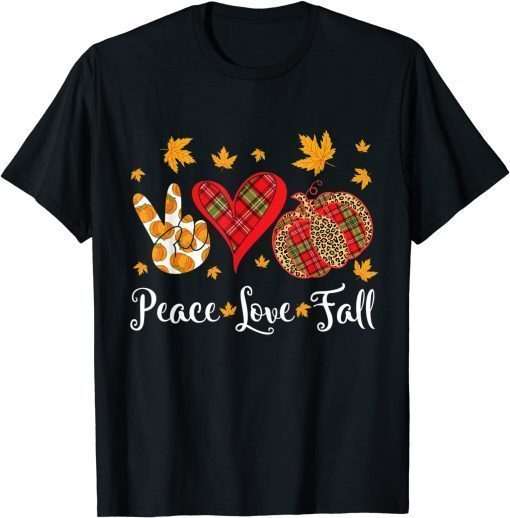 Classic Hand Heart Pumpkin Happy Thanksgiving Day Peace Love Fall T-Shirt