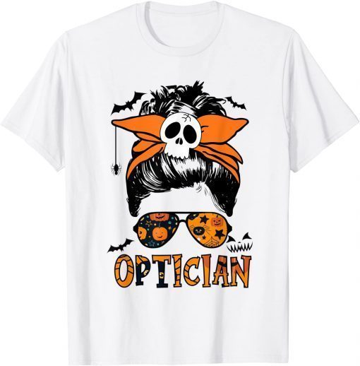 Halloween Optician Messy Bun Glasses T-Shirt