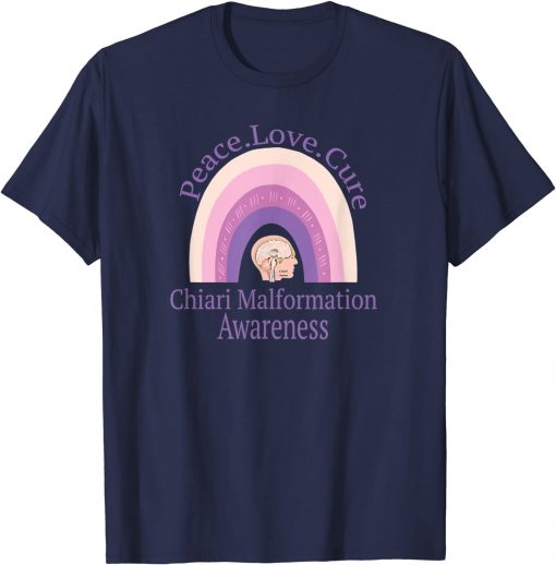 Chiari Malformation Peace Love Cure Awareness T-Shirt