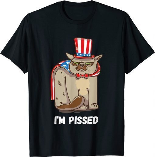 2021 Angry Patriotic Cat, USA Flag, I'm Pissed USA Cat Quote T-Shirt