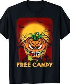 Free Candy – Scary Jack O Lantern Pumpkin Moon Halloween T-Shirt