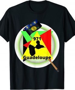 Funny Guadeloupe Triangle Vert Jaune Rouge T-Shirt