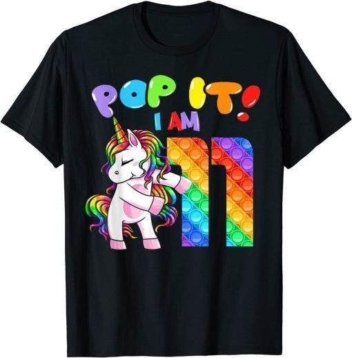 Birthday Girls Pop It 11 year old Unicorn Flossing party T-Shirt