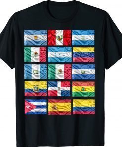 Classic Hispanic Heritage Month 2021 All Latina countries flags T-Shirt