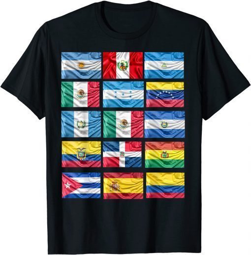 Classic Hispanic Heritage Month 2021 All Latina countries flags T-Shirt