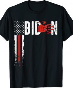 Blood On His Hands Bloody Handprint Vintage USA Flag T-Shirt