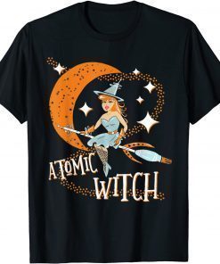 Atomic Witch Pinup Girl Retro Vintage Sexy Halloween Funny T-Shirt