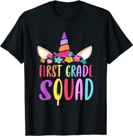 First Grade Squad Unicorn Rainbow colors Back to School Girl T-Shirt