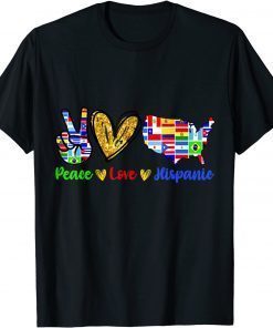 Peace Love Hispanic Heritage Month Decoration Country Flags T-Shirt