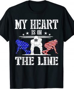 Football My Heart Is On The Line Offensive Lineman T-Shirt