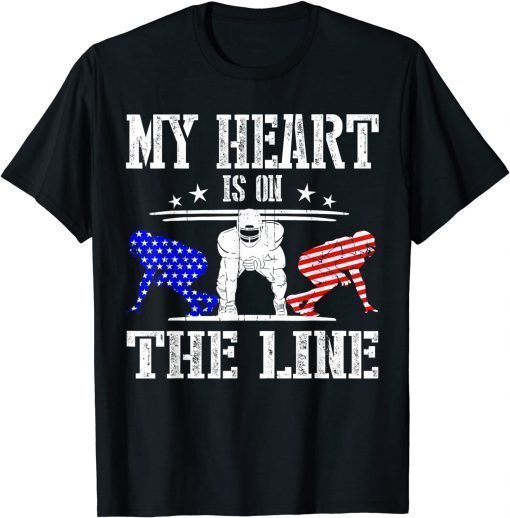 Football My Heart Is On The Line Offensive Lineman T-Shirt