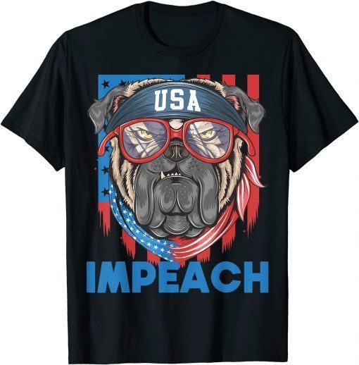 2021 Impeach Anti Biden Usa Flag Bulldog Republican political Dog T-Shirt