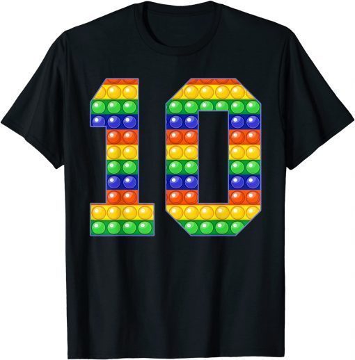 Colorful Fidget Pop It 10th Birthday Cute Design 10 Years Ol T-Shirt