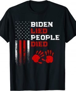 Biden Lied People Died Vintage USA Flag Anti Biden T-Shirt