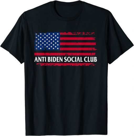 Anti Biden Social Club American Flag Retro Vintage T-Shirt