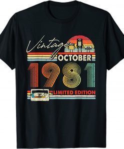 Happy 40th Bday Vintage October 1981 Shirt 40 Years Old T-Shirt