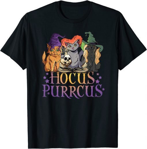 Hocus Purrcus Halloween Witch Cats Funny Parody T-Shirt