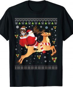 Santa Reindeer American Shepherd Dog Presents Christmas Ugly T-Shirt