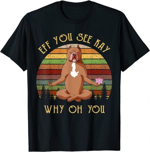 Official Retro Pitbull Dog Yoga Eff You See Kay Why Oh You T-Shirt