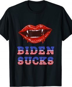 Biden Sucks Sexy Lips Blood and Fangs Vampire Halloween Unisex Tee Shirt