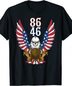 Official Anti Biden Impeach 86 46 American Flag Bald Eagle Skull T-Shirt