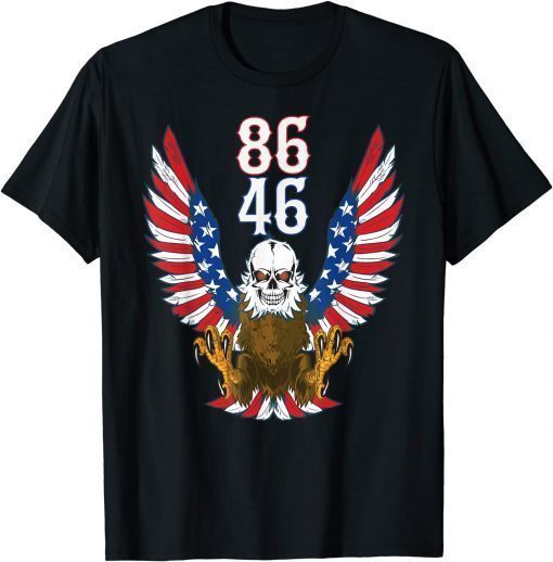 Official Anti Biden Impeach 86 46 American Flag Bald Eagle Skull T-Shirt