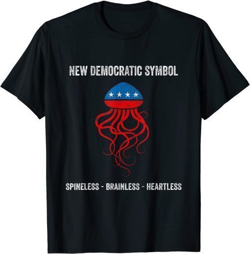 Funny New Democratic Symbol Spineless Brainless Heartless Vintage 2021 T-Shirt