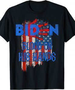 Official Biden Blood On His Hands USA Flag - Vintage Biden Handprint T-Shirt
