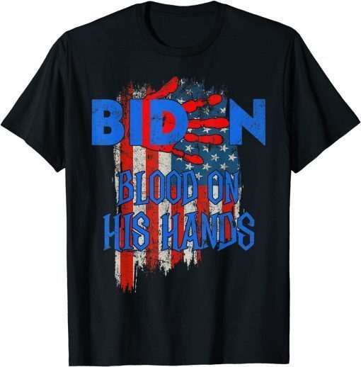 Official Biden Blood On His Hands USA Flag - Vintage Biden Handprint T-Shirt