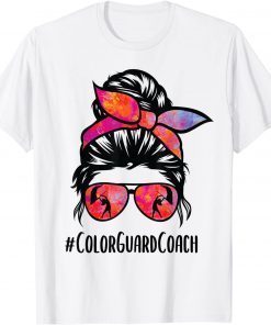 Color Guard Coach messy bun Marching Band School instructor T-Shirt
