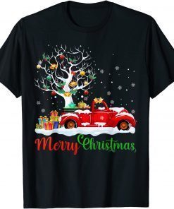 Merry Christmas Red Truck Christmas Tree Lights Snow T-Shirt