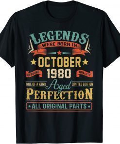 Vintage October 1980 Legend 41st Bday 41 Years Old Unisex T-Shirt