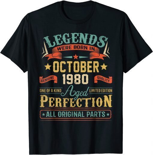 Vintage October 1980 Legend 41st Bday 41 Years Old Unisex T-Shirt
