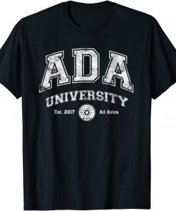 ADA University, Distressed Cardano Logo College Style Crypto T-Shirt