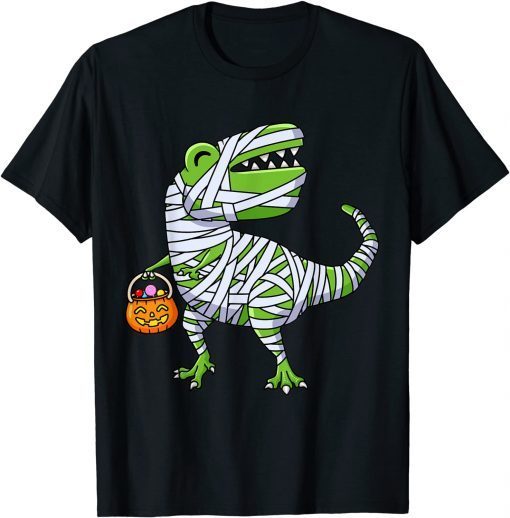 Halloween Dinosaur Mummy Pumpkin Boys Girls Kids Cute T Rex T-Shirt