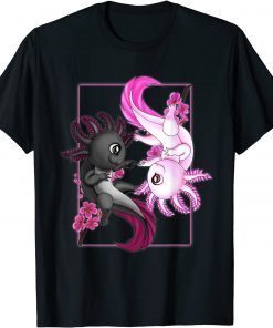 Cute Axolotl Yin Yang Plush Pets Cherry Blossom Girls Boys Gift T-Shirt