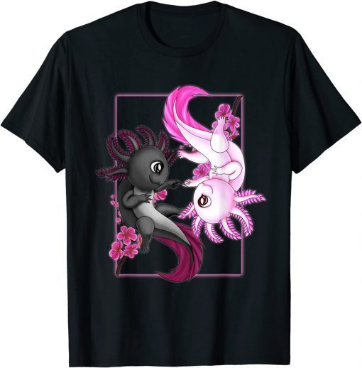 Cute Axolotl Yin Yang Plush Pets Cherry Blossom Girls Boys Gift T-Shirt