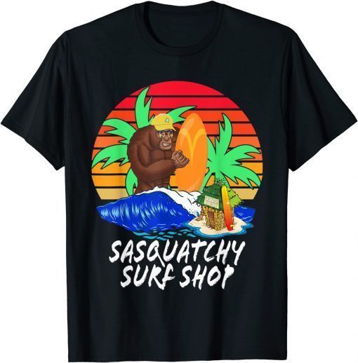 Sasquatchy Tiki Hut Surf Shop Funny T-Shirt