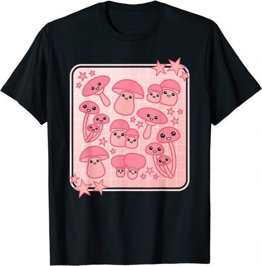 Cute Pink Kawaii Aesthetic Mushroom Japanese Anime Retro 90s T-Shirt