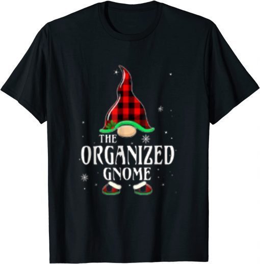 Classic Organized Gnome Buffalo Plaid Matching Family Christmas T-Shirt