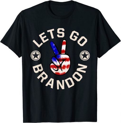 Impeach 46 ,Let's Go Brandon Conservative Anti Liberal US Flag T-Shirt