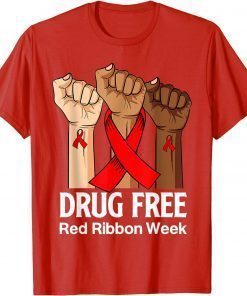 Hand In October We Wear Red Ribbon Week Awareness 2021 T-Shirt