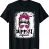 Support Squad Messy Bun Pink Warrior Breast Cancer Awareness T-Shirt